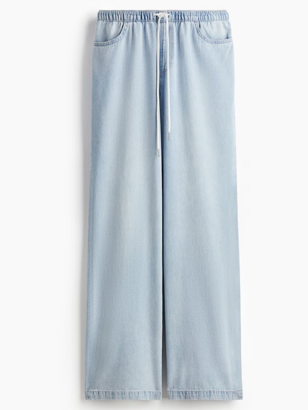 H&M Light Wash Denim Drawstring Pants Size S Wide Leg